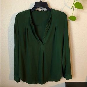 Green Deep V Blouse